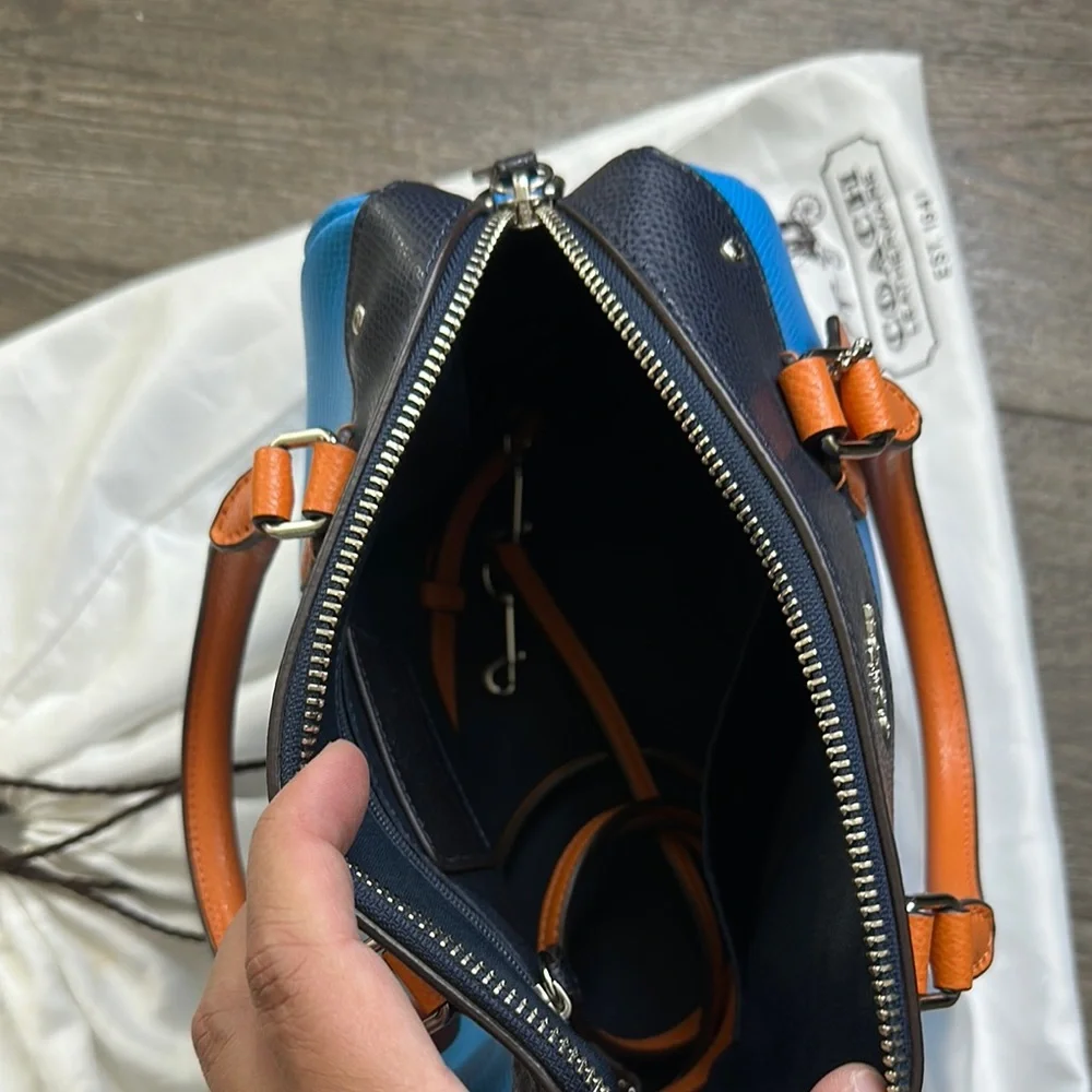 Coach Vibrant Blue and Tan Satchel - Picture 4 of 5